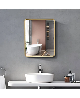 2028 inch Gold Metal Framed Wall mount or Recessed Bathroom Medicine Cabinet with Mirror