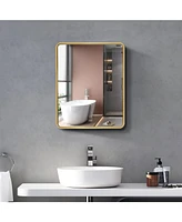 2028 inch Gold Metal Framed Wall mount or Recessed Bathroom Medicine Cabinet with Mirror