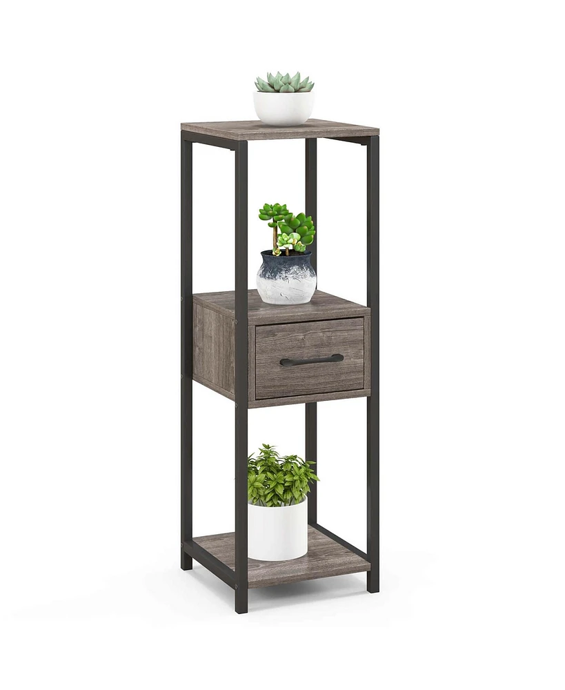 1 Pack 3 Tier Tall Metal Plant Stand Indoor Plant Table with Drawer Anti-tipping Devices