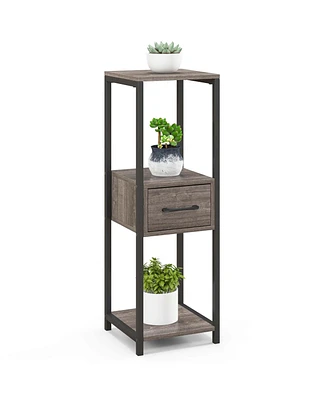 1 Pack 3 Tier Tall Metal Plant Stand Indoor Plant Table with Drawer Anti-tipping Devices