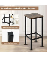 28" Bar Stools Set of 4 Backless Dining Stools with Footrest Sturdy Metal Frame
