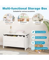 Kids Toy Box w/Safety Hinge Wood Storage Chest Flip-Top Storage Organizer