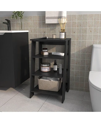 Fm Furniture McNeal Freestanding Bathroom Shelf With Open Storage, Black