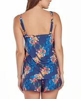 iCollection Women's Floral Microfiber Tank and Short Pajama Set