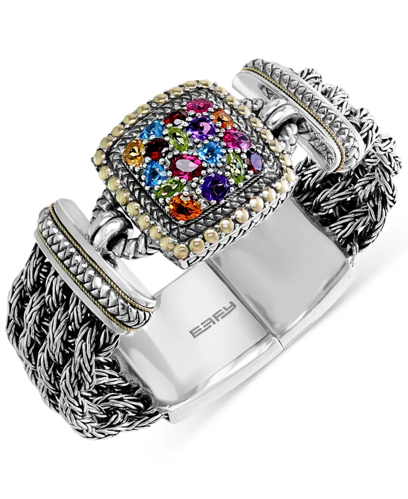 Effy Multistone Woven Bracelet in Sterling Silver and 18k Gold (4-7/8 ct. t.w.)