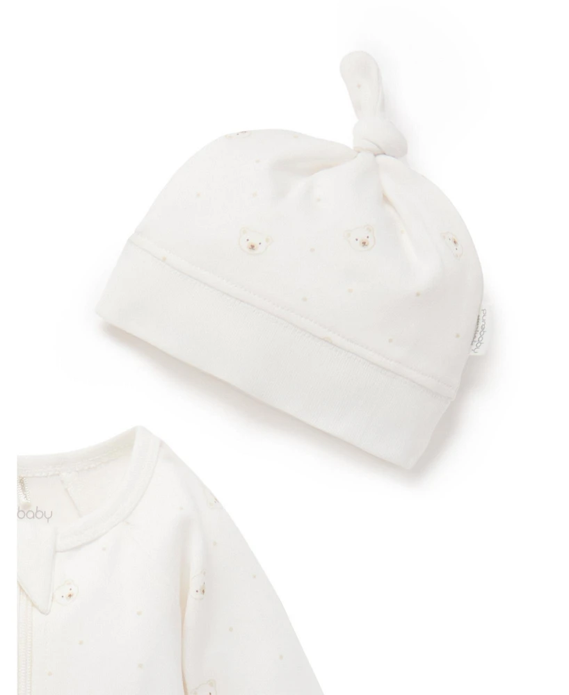 Purebaby Baby Boy and Girls Zip Coverall & Hat Set