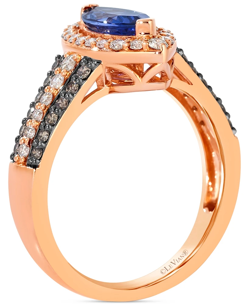 Le Vian Blueberry Tanzanite (1 ct. t.w.), Nude Diamond (3/8 ct. t.w.) & Chocolate Diamond (1/4 ct. t.w.) Ring in 14k Strawberry Gold