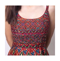 Raas Women's Red Patola Print Gown with Embellishment on Torso