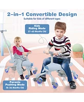 2-in-1 Kids Ride-on Push Car with Led Lighted Wheels Removable & Adjustable Handle