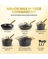 Granitestone Armor Max Gold 14 Piece Hard Anodized Ultra Release Cookware Set