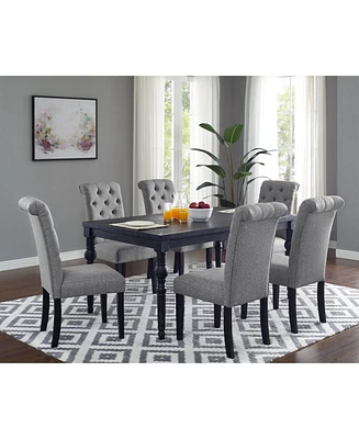 Urban Style Wood Dark Wash Turned-Leg Dining Set Table and 6 Chairs