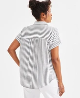 Style & Co Women's Cotton Printed Short-Sleeve Button Camp Shirt, Created for Macy's