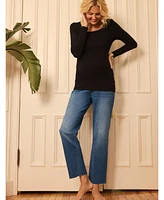 Motherhood Maternity Square Neck Rib Knit Long Sleeve Tee