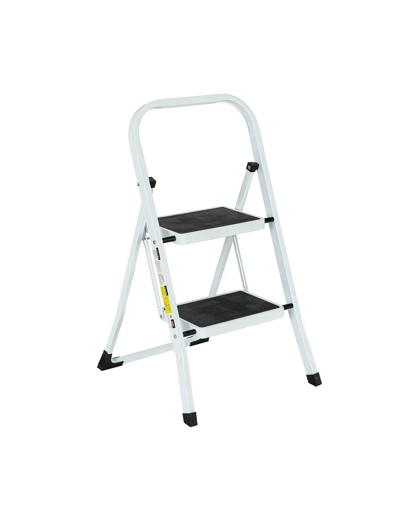 2 Step Ladder Folding Step Stool , Lightweight Step Stools for Adults with Anti-Slip Pedal, Portable Steel Handrails Step Ladder Withstanding 330 lbs