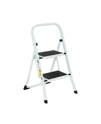 2 Step Ladder Folding Step Stool , Lightweight Step Stools for Adults with Anti-Slip Pedal, Portable Steel Handrails Step Ladder Withstanding 330 lbs