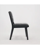 Pu dining chair, no armrest with wooden legs, suitable for kitchen, dining room, living room, bedroom and other occasions, set of 2