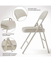 gaomon 2 Pack Grey Folding Chairs with Padded Cushion and Back, Folding Chairs for Outside
