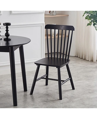 4 pieces of dining chair, black, rubber wood material, dining chair, solid wood chair, solid wood dining table chair, living room chair, simple and na