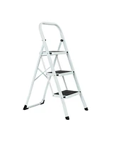 Flynama 3 Step Ladder Folding Step Stool , Lightweight Step Stools for Adults with Anti-Slip Pedal, Portable Steel Handrails Step Ladder Withstanding