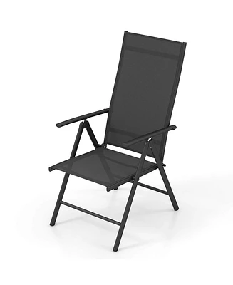 1 Pcs Patio Folding Dining Chair with 7-Level Adjustable High Backrest for Garden
