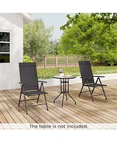 1 Pcs Patio Folding Dining Chair with 7-Level Adjustable High Backrest for Garden