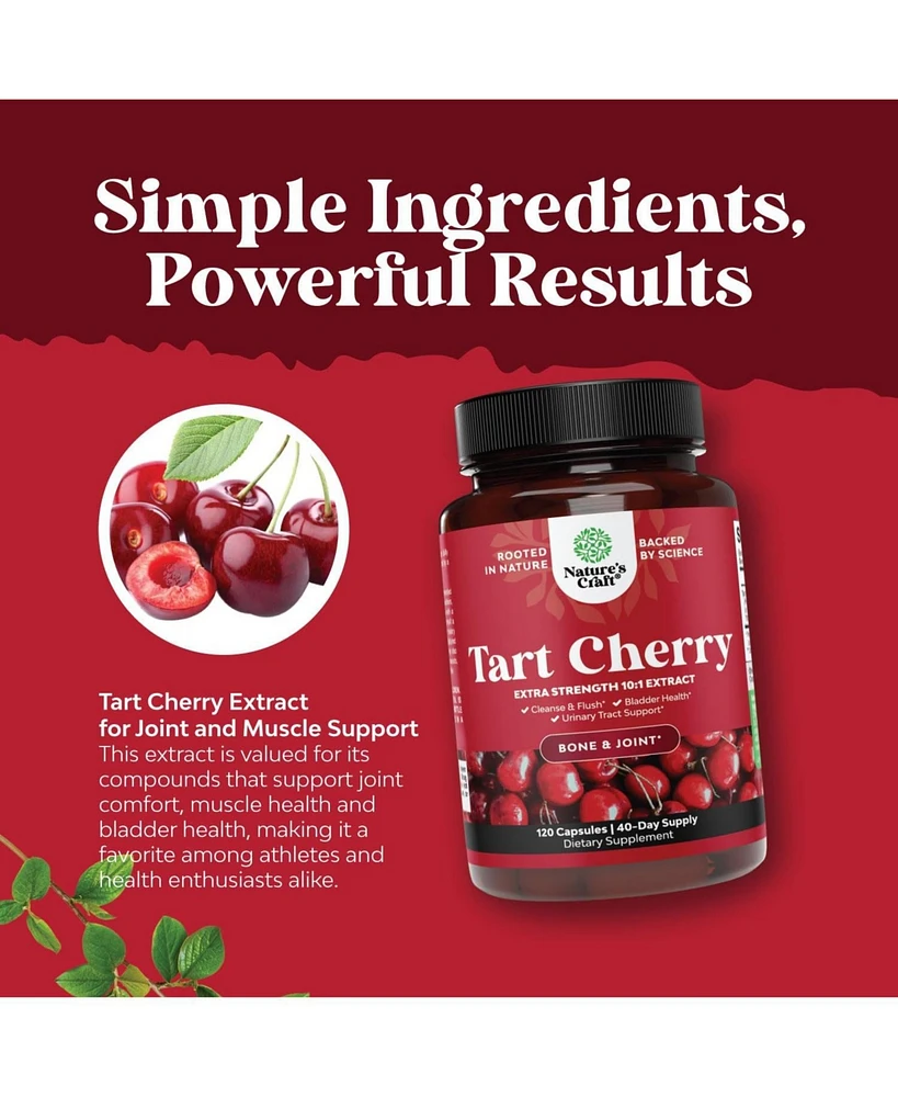 Nature's Craft Tart Cherry Capsules, Advanced Uric Acid Cleanse and Joint Support Supplement, Nature's Craft, 120ct