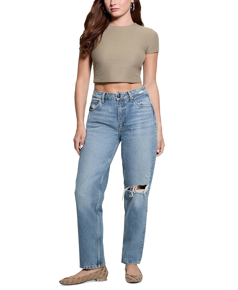 Guess Women's High-Rise Straight-Leg Mom Jeans