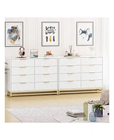 8 Drawer Dresser For Bedroom With Deep Drawers, Wide Chest Of Drawers With Metal Handles, Large Floor Wood Storage Dresser Modern Dresser