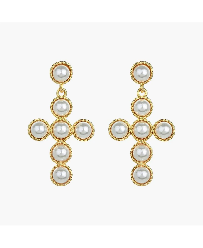 Sterling Silver 18k Gold Plated Victoria Pearl Earrings – Dainty Summer Earrings, Lightweight, Vacation Style, Warm Weather Look