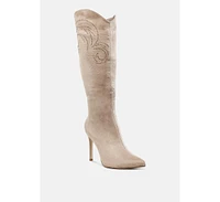 Becks Rhinestone Patterned Calf Boots