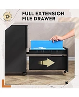 3-Drawer Mobile File Cabinet with Smart Lock, Pre-Assembled Steel Pedestal Under Desk, Black