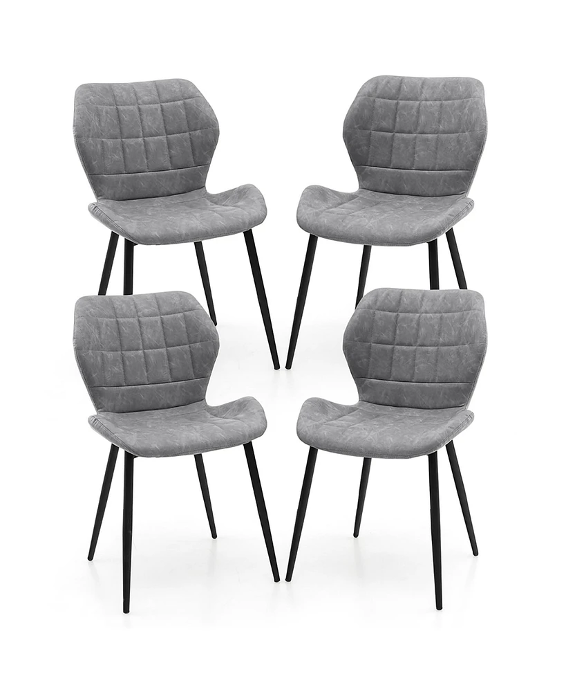 Gymax Dining Chairs Set of 4 w/ Padded Back Metal Legs & 2 Adjustable Foot Pads