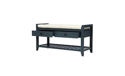 Entryway Shoe Rack Bench with Cushioned Seat and Drawers – Storage Organizer for Hallway or Mudroom