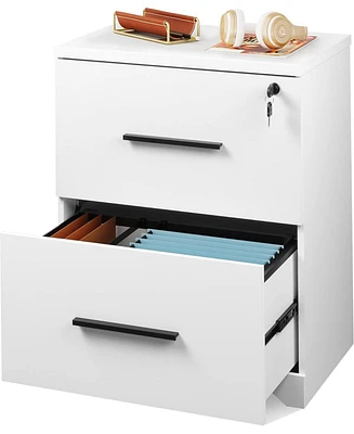 2-Drawer Wood Lateral File Cabinet with Lock for Office Home