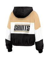 Wear by Erin Andrews Women's Black New Orleans Saints Color Block Full-zip Windbreaker Jacket