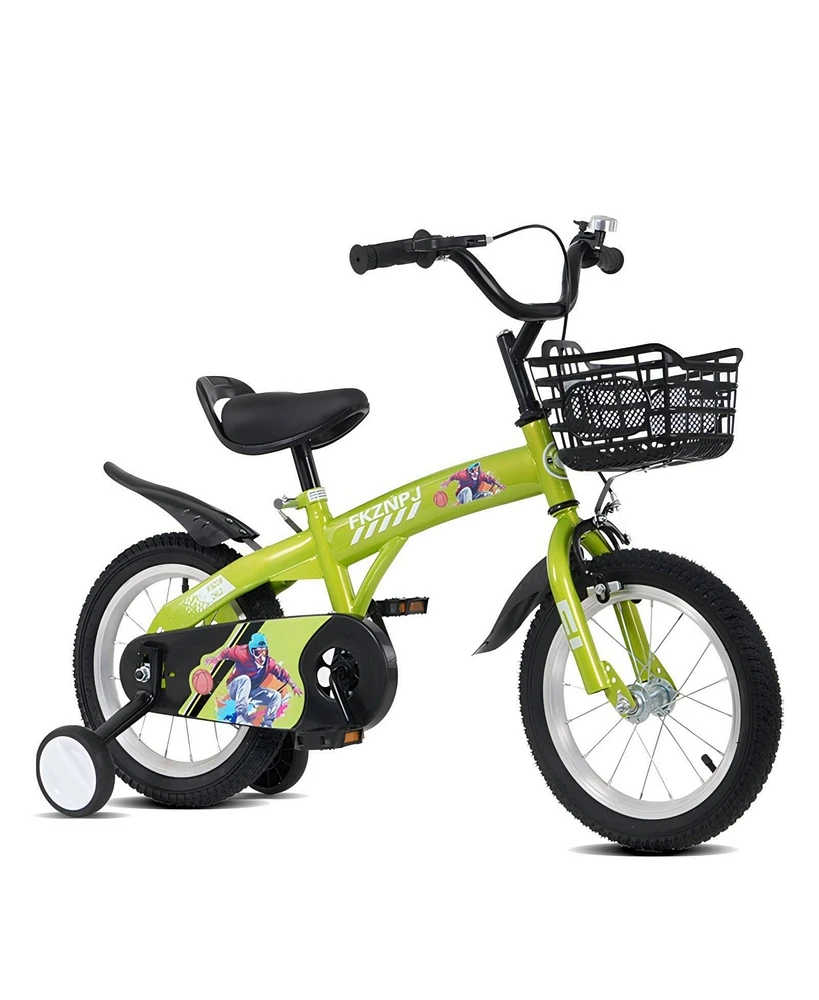 16 inch sporty kids bike with training wheels and stand Adjustable saddle Suitable for aged 4-8 years Height 41-46 inches