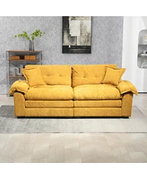 Streamdale Furniture 84" Chenille Recliner Sofa Small Sofa Loveseat Deep Seat Sofa Couch with 2 Throw Pillows & Memory Foam for Living Room Apartment