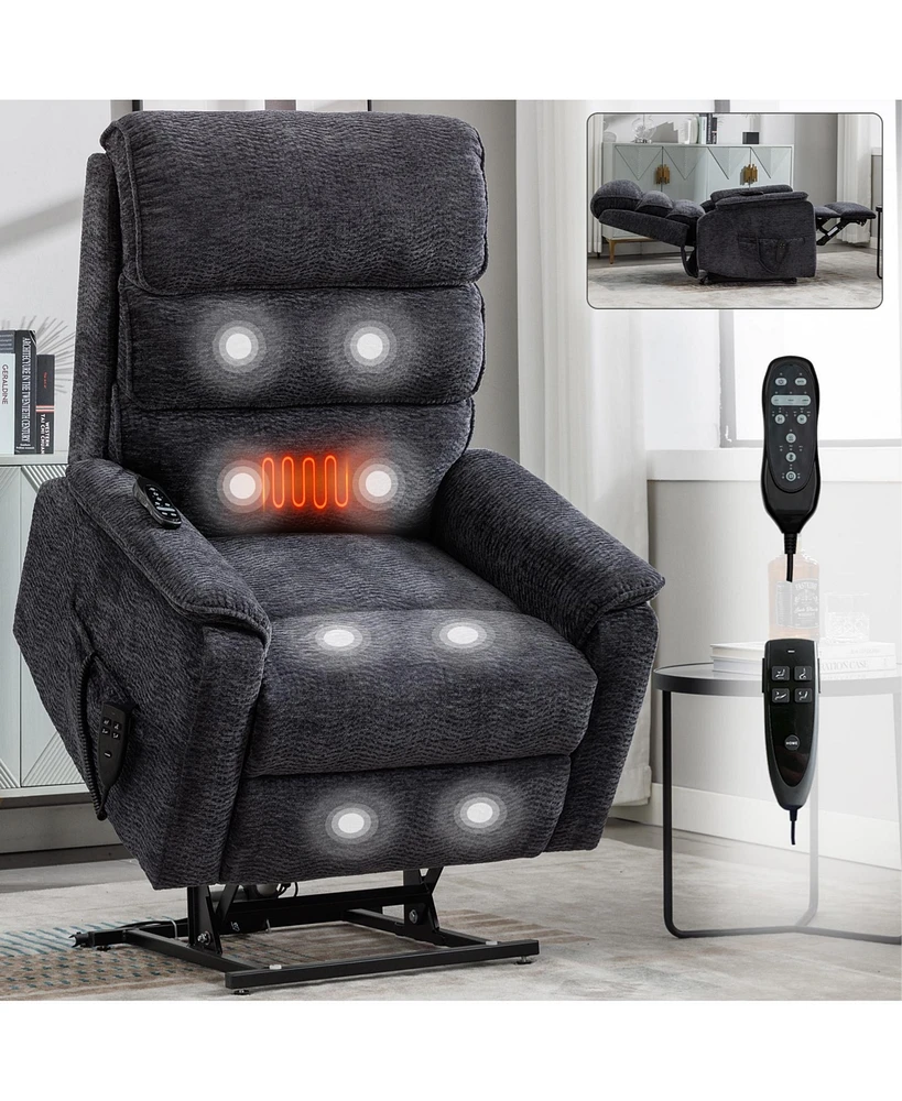 Chenille Dual Motor Infinite Position Up to 350 Lbs Power Lift Recliner Chair with Power-Remote