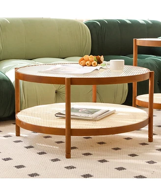 Modern Farmhouse Living Room Coffee Table Set, Stylish and Elegant Nesting Round Wooden Table,Side End table set for Living Room,Bedroom-1pc,Big Table