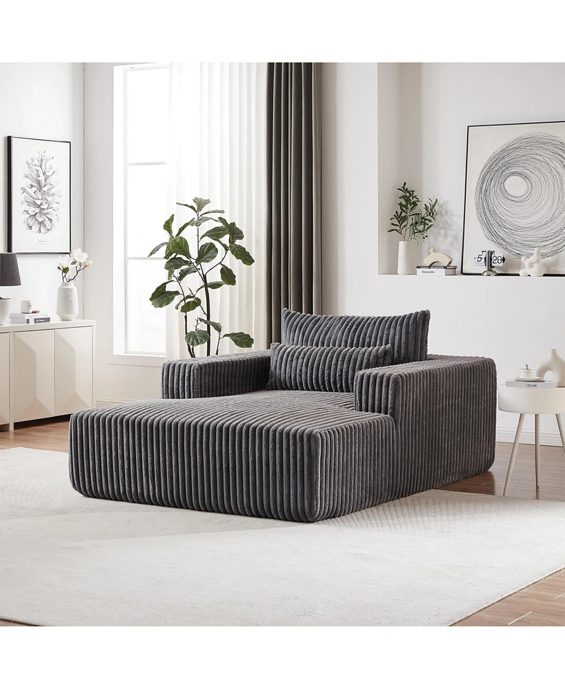 75-Inch Corduroy Sponge Sofa Lounge Chair,No Assembly Required,Fluffy Modern Sleeper Chair for Indoor Living Room Bedroom