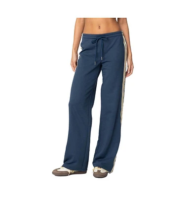 Edikted Womens Averie Contrast Striped Sweatpants