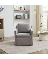 29.92'' Swivel Accent Chair, Upholstered Skirted Swivel Chair with Removable Back Cushion, 360 Degree Comfy Armchair for Living Room, Nursery, Lounge,
