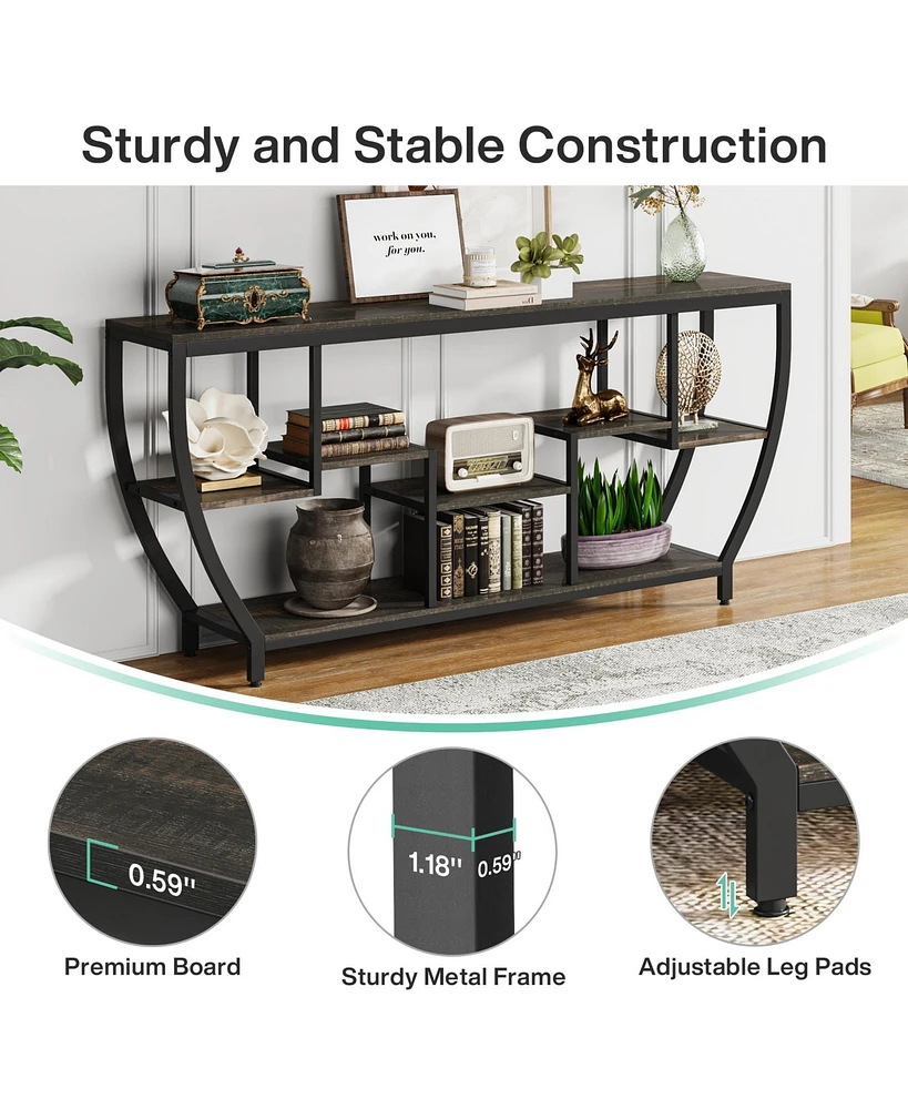 Tribesigns Rustic Console Table with Storage and Shelves,70.9 Inch Long Industrial Entryway Tv Stand