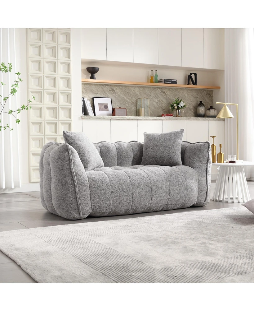 The Pop Home Two-Person Beanbag Chair with Foam Core, Comfortable Recliner Sofa for Gaming and Tv-The