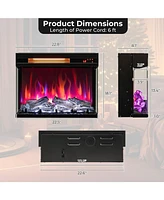 23 Inch 3-Sided Electric Fireplace 1500W Recessed Fireplace Insert
