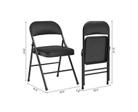 Pack Folding Chairs with Padded Cushion and Back, Folding Chairs for Outside, Foldable Chairs with Metal Frame Hold Up to 350 Lbs