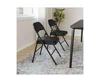 Pack Folding Chairs with Padded Cushion and Back, Folding Chairs for Outside, Foldable Chairs with Metal Frame Hold Up to 350 Lbs