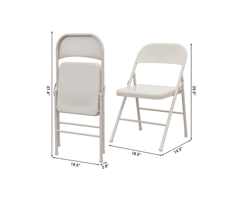 Dining Chairs Set of 4, Foldable with Metal Frame Hold Up to 350 Pounds, Portable Beige Kitchen Chair Suitable for Room, Living R