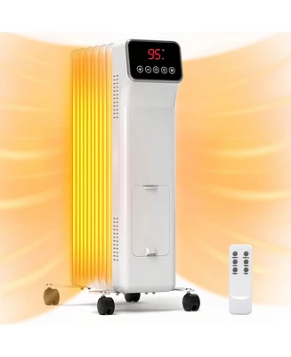 1500W Oil Filled Radiator Heater with Remote Control 3 Modes 24H Timer