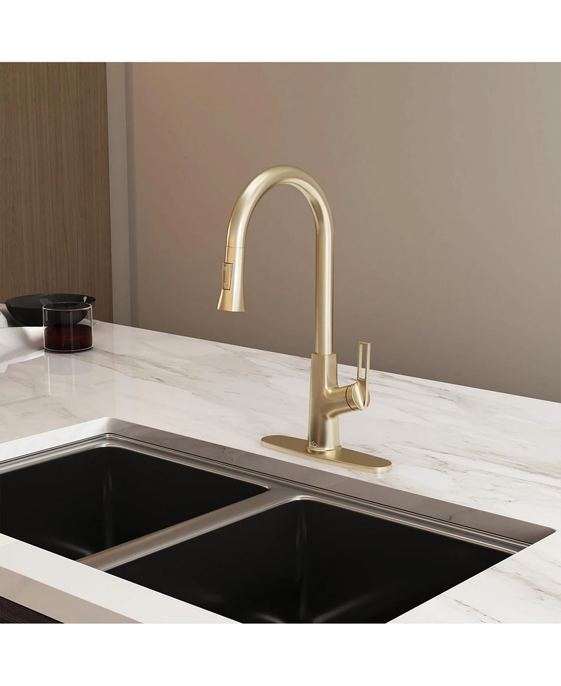 Casainc Single-Handle Pull-Down Kitchen Faucet Single Hole with Deck Plate